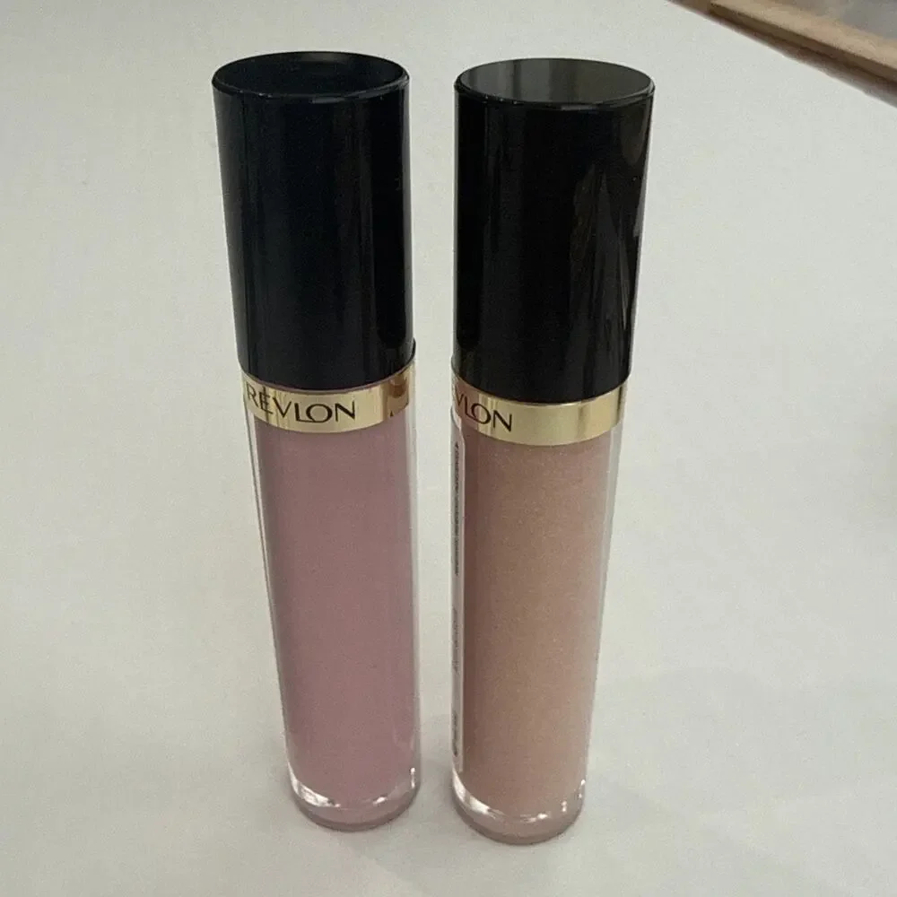 2 Revlon Super Lustrous Lip Gloss, Non-Sticky, Hydrating, Shine SKY & SNOW PINK